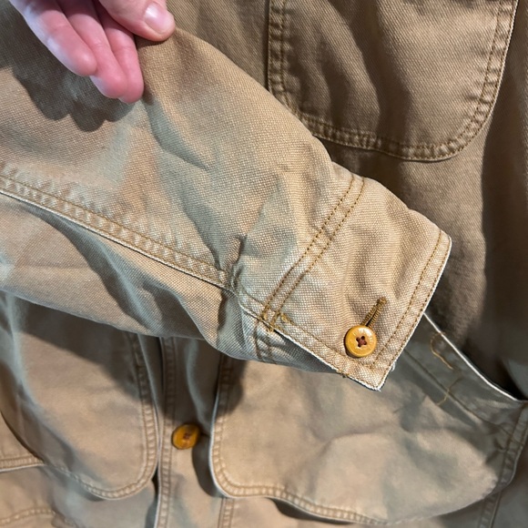 Vintage LL Bean Plaid Lined Corduroy Collar Chore Coat - Picture 6 of 13